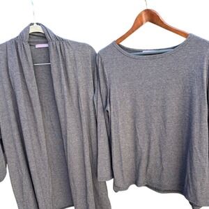 Cut Loose L XL Charcoal Gray Knit Two-Piece Set Relaxed Fit Lounge Travel Outfit